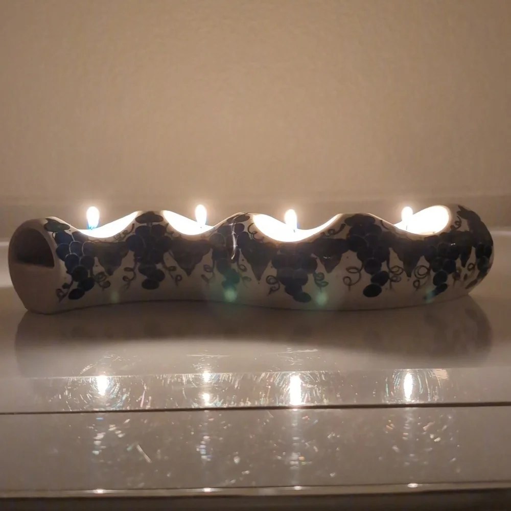 Andy Unikat Polish Pottery Advent Candle Centerpiece - Hand Made Hand Painted